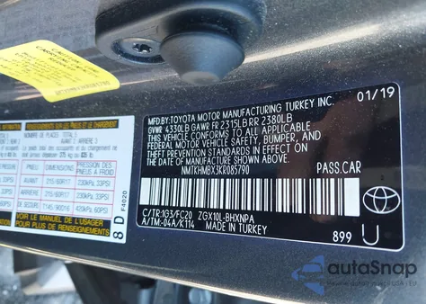 2019 Toyota C-Hr Le from USA, damaged, VIN NMTKHMBX3KR085790